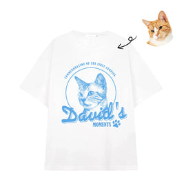 New Arrival | Custom Pet Portrait T - Shirt with Personalized Name, Commemorative Camping - Themed Tee