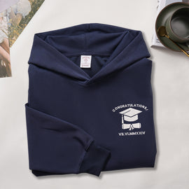 PhD Graduation Gift | Custom Embroidered T-Shirt Hoodie with Graduation Date in Roman Numerals