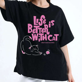 New Arrival | Pet - Themed Graphic Tees Set: Cat & Dog Designs for Pet Lovers