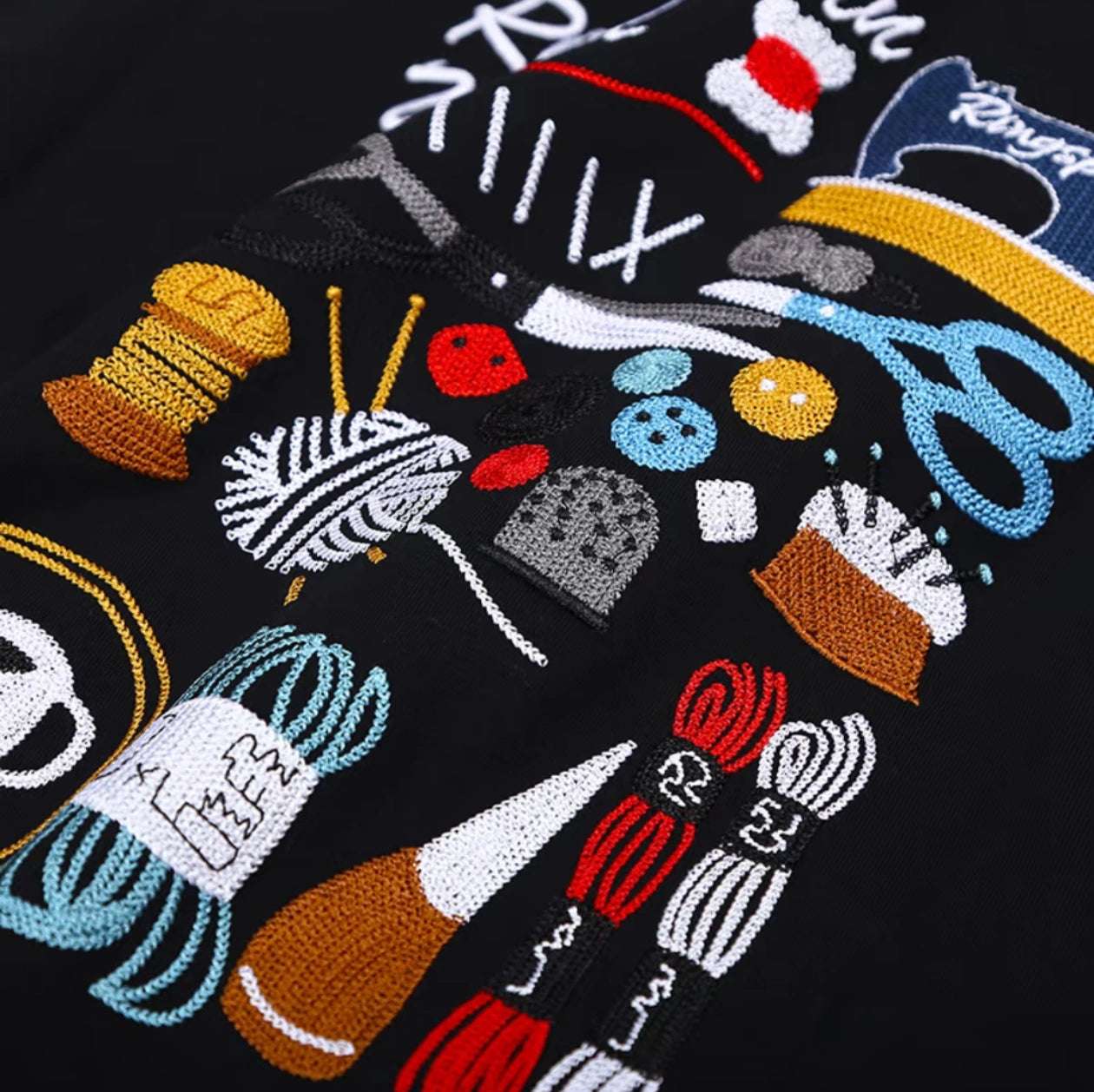 New Arrivals Summer Unisex Loose Short Sleeve:1.3 million - stitch high-quality Heavyweight Pure Cotton Embroidered Fashion T-Shirt