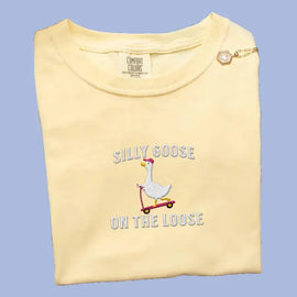 Embroidered Goose Crewneck Shirt – Silly On the Loose Funny T-Shirt Gift for Any Occasion