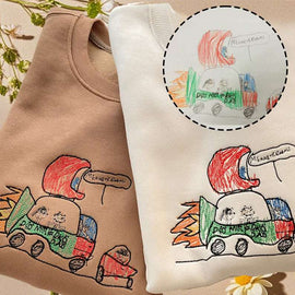 Make Memories Last: Embroidered Tshirts & Sweatshirts with Custom Kids' Photo Drawings for Family