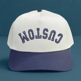 Upside Down Embroidery Hat | 5 Panel Two-Tone Snapback | Customize Your Trendy Personalized Baseball Cap for Any Occasion