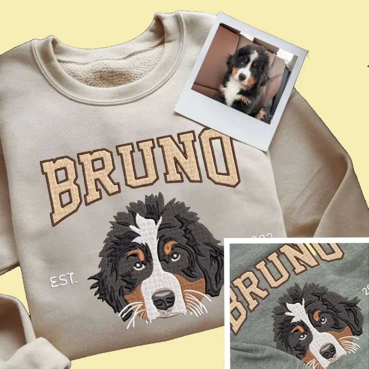 Custom Pet Embroidered Sweatshirt – Personalized Dog Face Hoodie from Photo | Perfect Gift for Pet Lovers