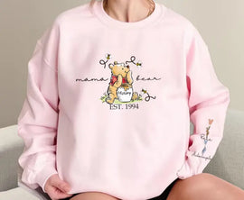 Top-Rated Custom Mama Bear Shirt | Personalized with Names | Heartfelt Winnie the Pooh Mother's Day Gift