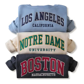 Custom Embroidered Varsity Crewneck | University Hoodie with Embroidery | College Tee, Embroidered Sweatshirt & Shirt