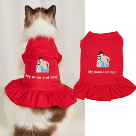 Custom embroidered kitten and puppy dress - Tiuous