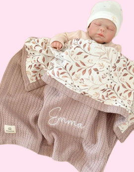Custom Organic Muslin Baby Blankets: Waffle Weave, Floral Motifs, Personalization Available