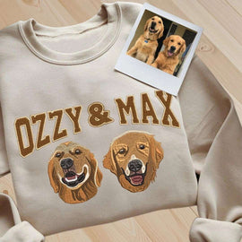 Pet Lovers' Dream Gift: Custom - Embroidered Sweatshirt with Pet Photos and Names
