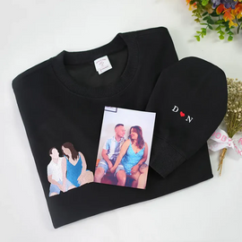Black sweatshirt hoodie couple custom embroidery - Tiuous
