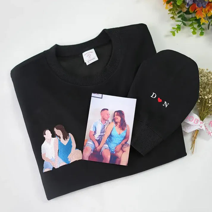Black Sweatshirt Hoodie for Couples | Custom Embroidery Hoodie