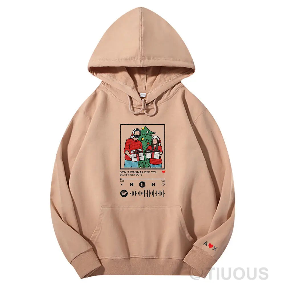 Christmas Special: Customized Couples Music Player Embroidered Hooded Sweatshirts The Best Gift For