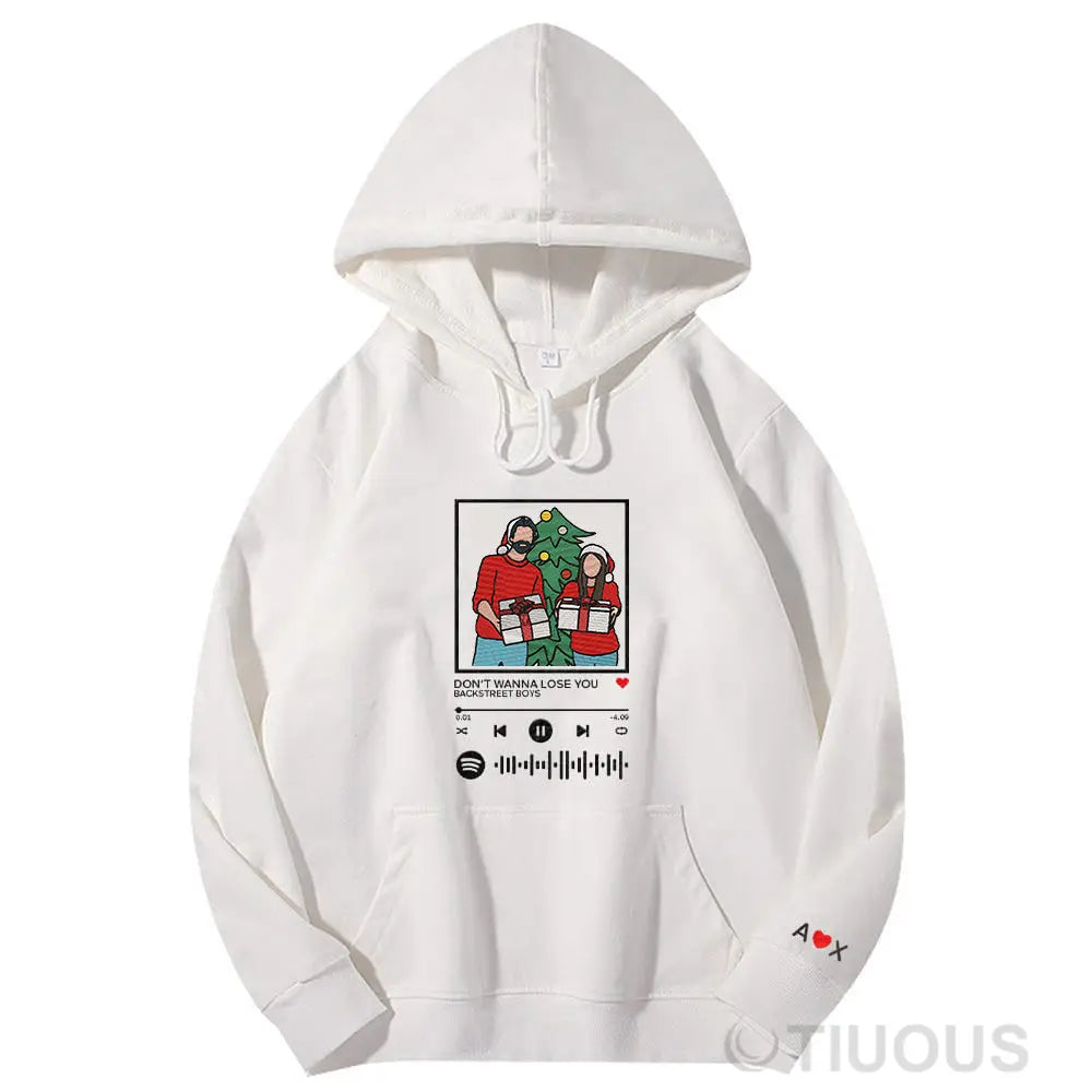 Christmas Special: Customized Couples Music Player Embroidered Hooded Sweatshirts The Best Gift For