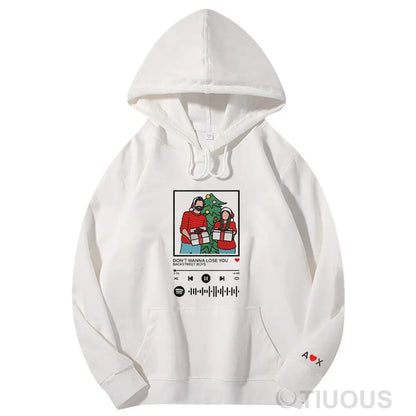Christmas Special: Customized Couples Music Player Embroidered Hooded Sweatshirts The Best Gift For