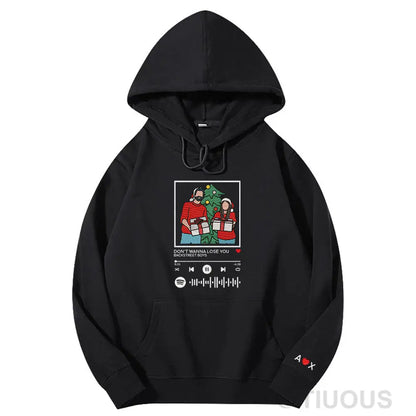 Christmas Special: Customized Couples Music Player Embroidered Hooded Sweatshirts The Best Gift For