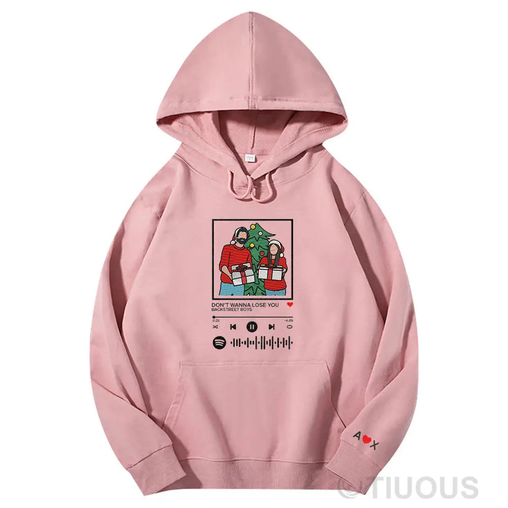 Christmas Special: Customized Couples Music Player Embroidered Hooded Sweatshirts The Best Gift For