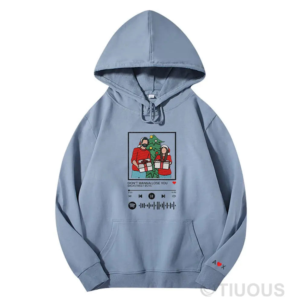 Christmas Special: Customized Couples Music Player Embroidered Hooded Sweatshirts The Best Gift For