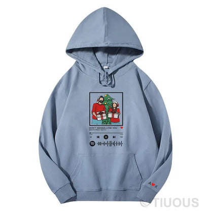 Christmas Special: Customized Couples Music Player Embroidered Hooded Sweatshirts The Best Gift For