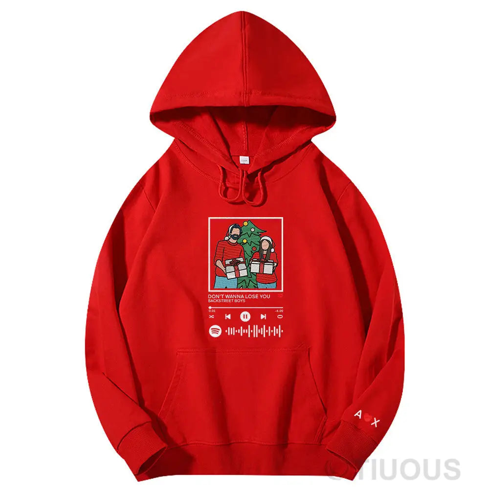 Christmas Special: Customized Couples Music Player Embroidered Hooded Sweatshirts The Best Gift For