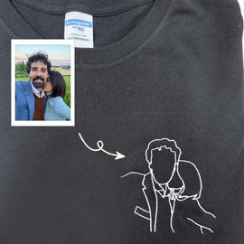 Couple Photo Custom Line Embroidery Sweatshirt