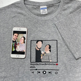 Couple photo custom music player embroidered hoodie - Tiuous