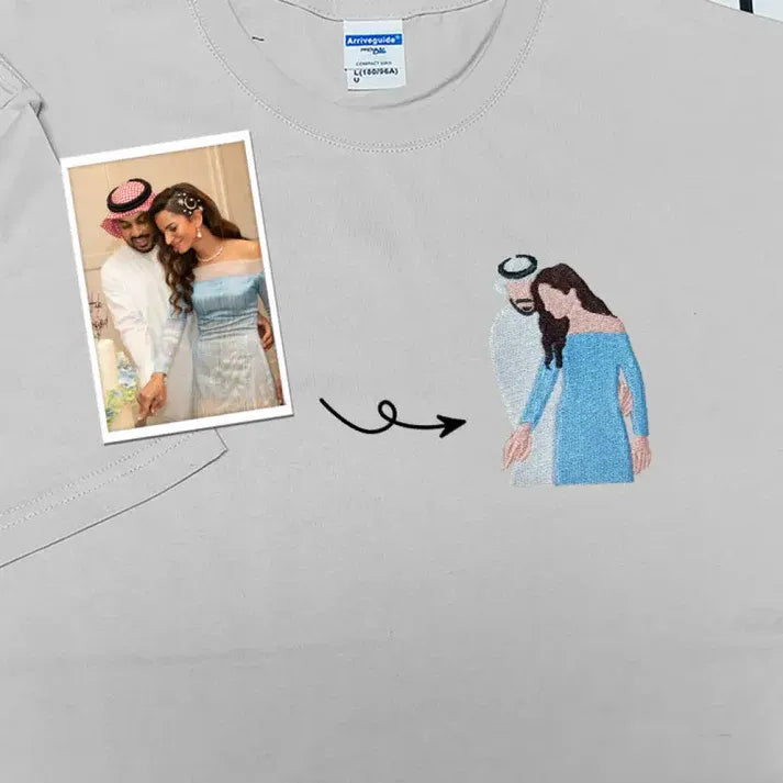 Custom Couple Birthday Photo Sweatshirt Hoodie | Colorful Embroidered Personalized Couple Gift