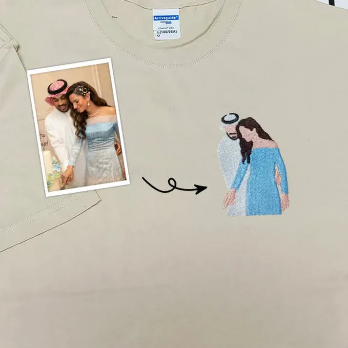 Custom Couple Birthday Photo Sweatshirt Hoodie | Colorful Embroidered Personalized Couple Gift