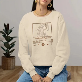 Custom Embroidered Portrait Sweatshirt With Song - Tiuous