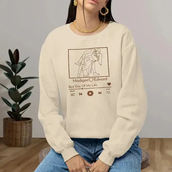 Custom Portrait Sweatshirt with Song | Personalized Embroidered Apparel