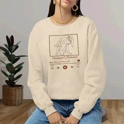 Custom Portrait Sweatshirt with Song | Personalized Embroidered Apparel