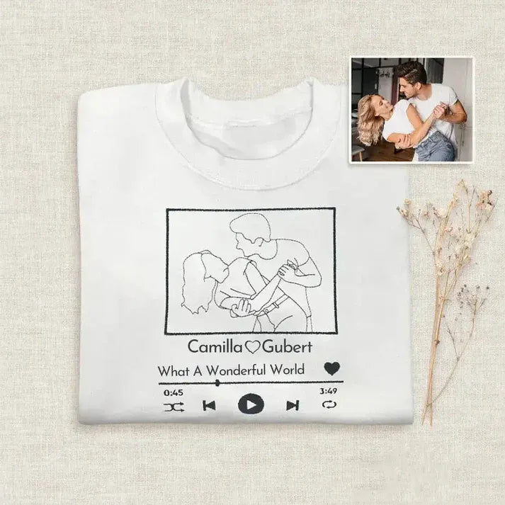 Custom Portrait Sweatshirt with Song | Personalized Embroidered Apparel