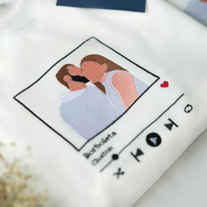 Custom Embroidered Sweatshirts with Music Player for Couples, Best Anniversary Outfits for Couples - Tiuous