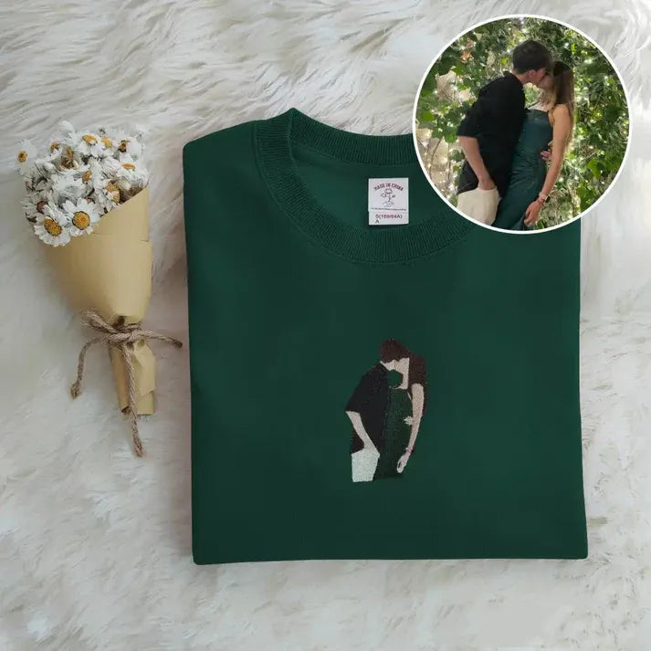 Custom music player couple photo embroidered sweatshirt - Tiuous