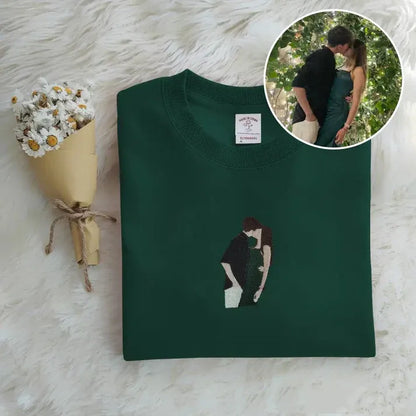 Custom music player couple photo embroidered sweatshirt - Tiuous
