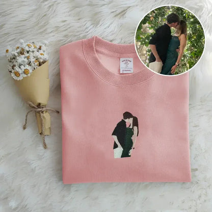 Custom music player couple photo embroidered sweatshirt - Tiuous