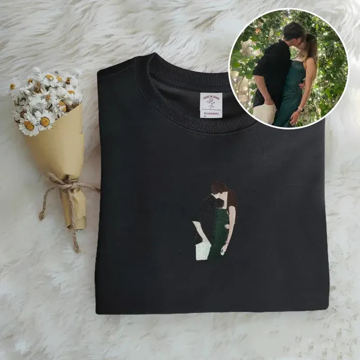 Custom music player couple photo embroidered sweatshirt - Tiuous