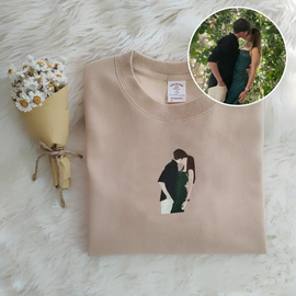 Custom music player couple photo embroidered sweatshirt - Tiuous