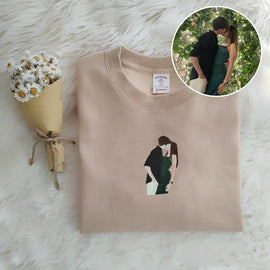 Custom music player couple photo embroidered sweatshirt - Tiuous