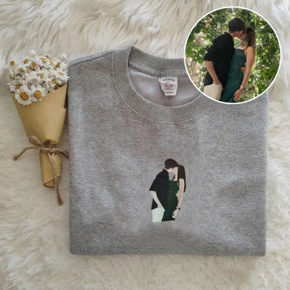 Custom music player couple photo embroidered sweatshirt - Tiuous
