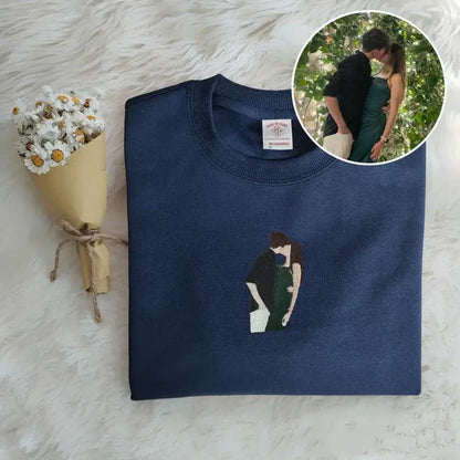 Custom music player couple photo embroidered sweatshirt - Tiuous