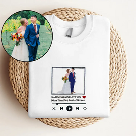 Custom wedding anniversary photo embroidered sweatshirt, sweatshirt for couples - Tiuous