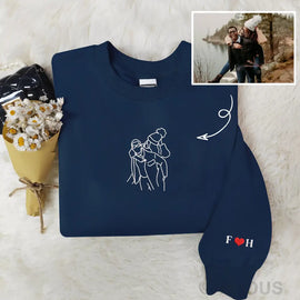 Customized Couple Photo Embroidered Sweatshirt