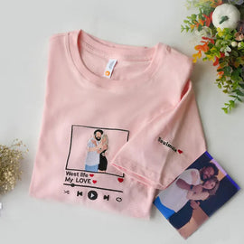 Customized embroidered T-shirts for couples, music player borders can be added - Tiuous