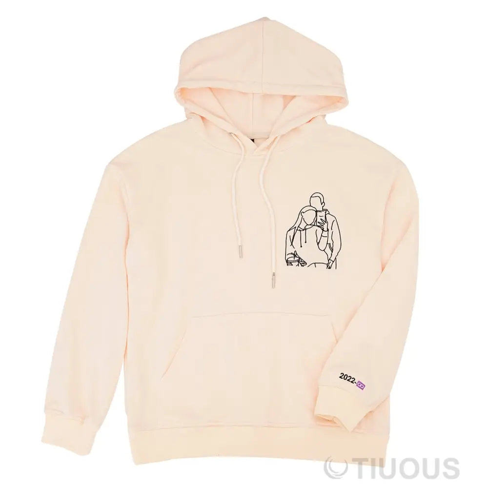 Father And Son Embroidered Sweatshirt Hoodie Personalized Fathers Day Gifts Unique For Dad / Beige