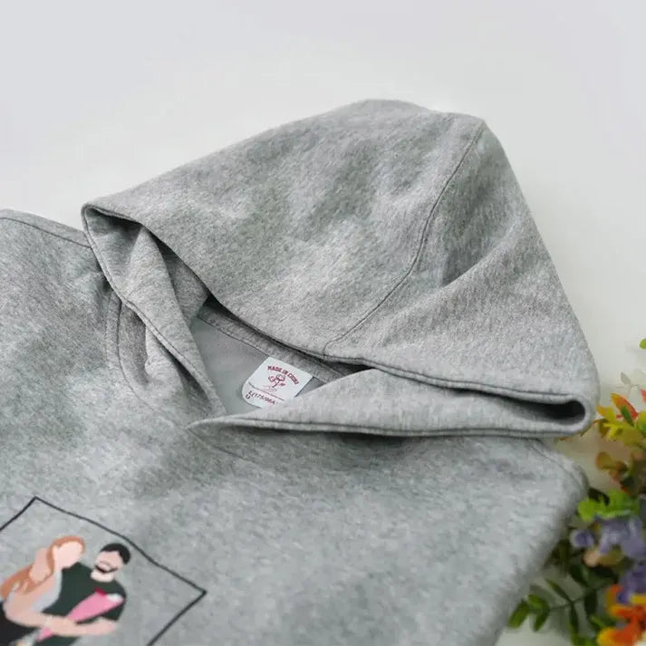 Gray couples custom embroidered hoodie - Tiuous