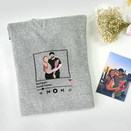 Gray couples custom embroidered hoodie - Tiuous