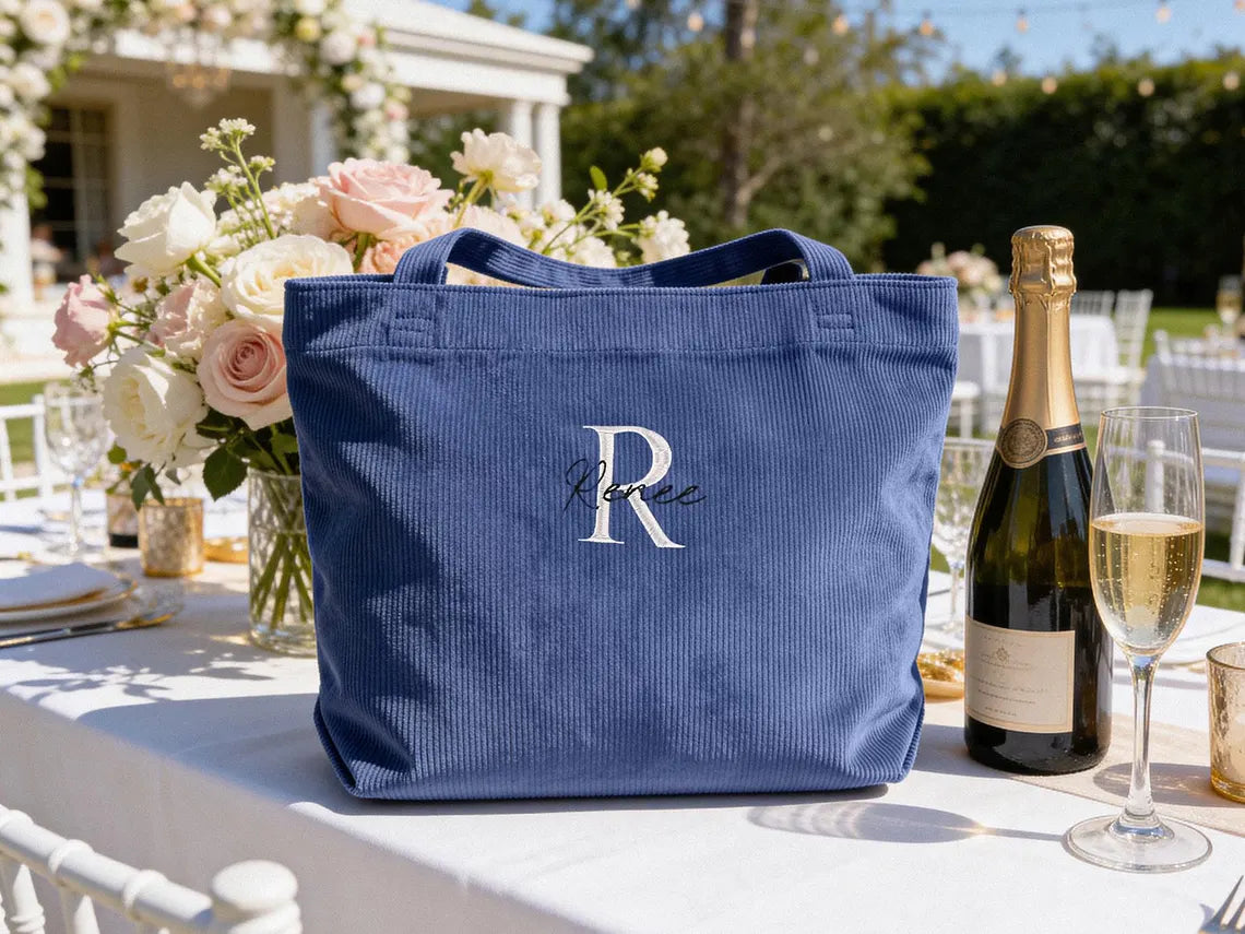 Custom Embroidered Corduroy Tote Bag