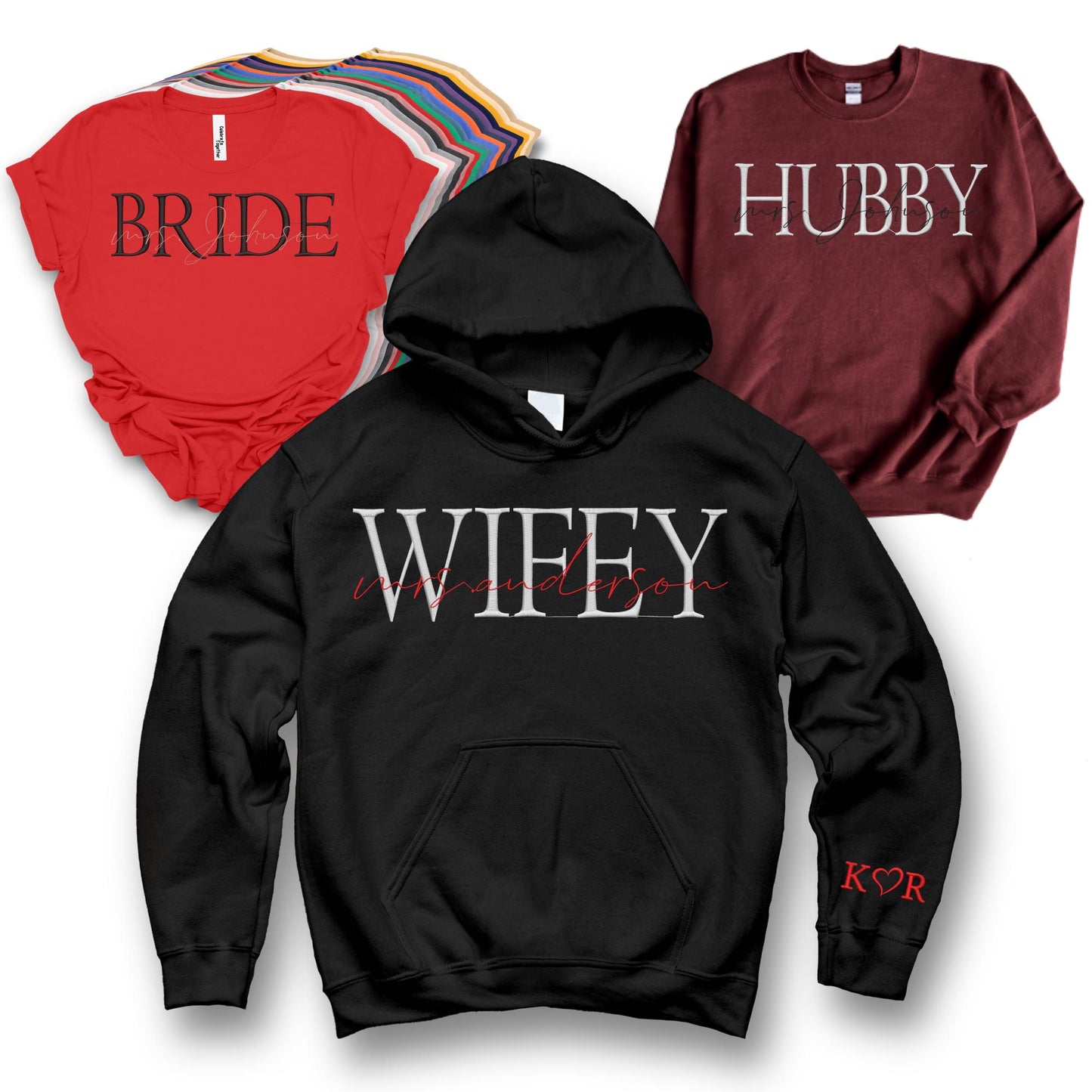 Custom Couple Embroidered Hoodie
