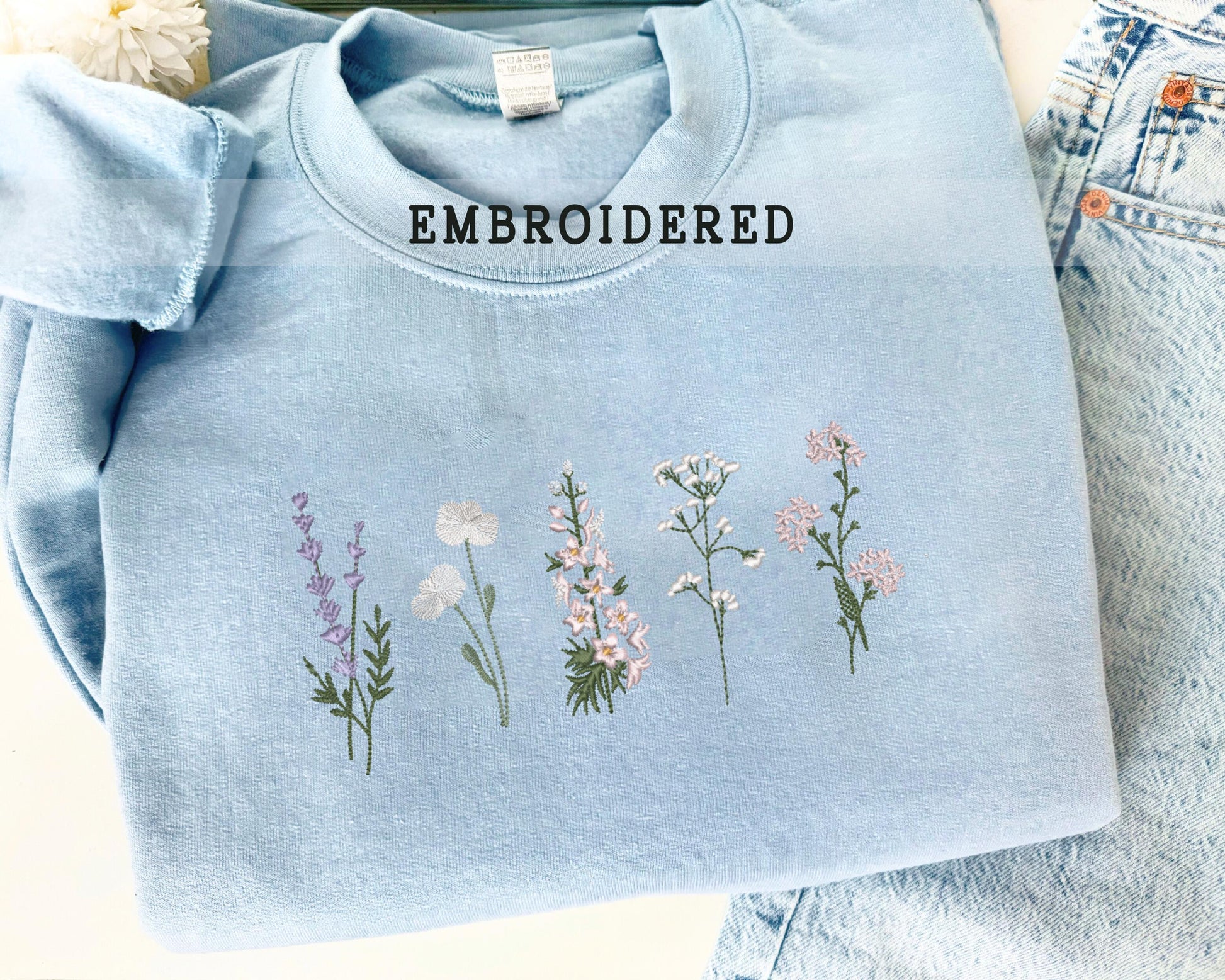 Floral Embroidered Sweatshirt For Mom