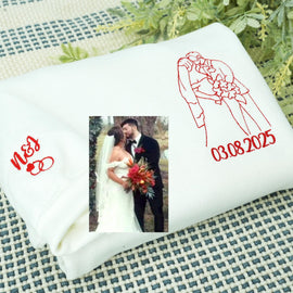 Custom Couple Portrait Embroidered Hoodie